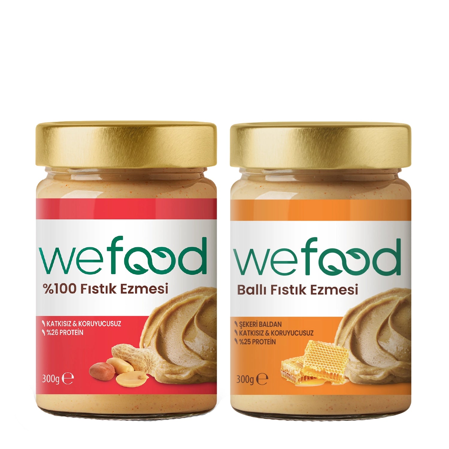 Wefood %100 Fıstık Ezmesi + Ham Ballı Fıstık Ezmesi